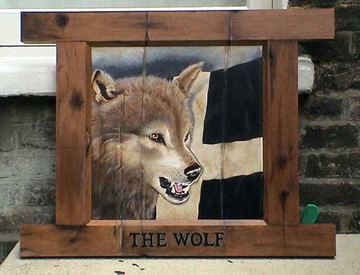 Wolf pub sign for feature film, Oil