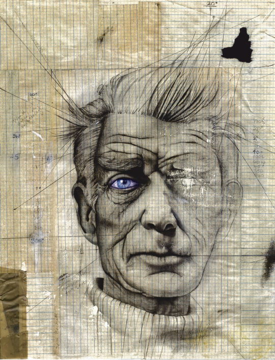 ‘Samuel Beckett’ Watercolour, ink on graph paper